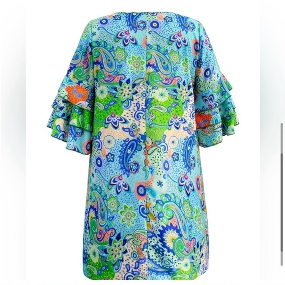 Flower Print Summer Boho Bell Sleeve‎ A-line Mini Summer Sundress, Size M, NWOT - Picture 6 of 12
